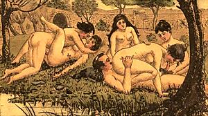 Vintage erotic drawings tell steamy retro tales.