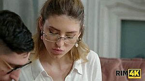 Gay nerd craves ass licking on sofa