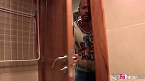 Babe hogtied suspended gagging on dildo in slave bondage with choking fetish toys for anal.