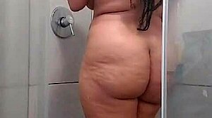 bbw goin wild with a dildo in the shower... damn! 🛁