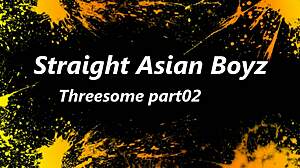 straight asian boys getting into threesome with blowjobs and big cocks