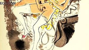 Vintage erotic sketches with sensual cartoon flair