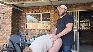 Horny Wife Masturbates Outdoors Leading to Bold Creampie from Neighbor