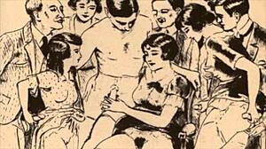 Vintage illustration showcases classic erotic anime scenes