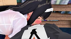 beautiful akiha gets blowjob in 3d hentai