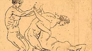 Retro Vintage Erotic Illustration Featuring Cartoon Characters In Antique Style