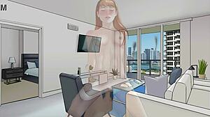 Intriguing hentai game with red haired lady