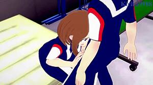 Ochako and Izuku intense creampie sex.