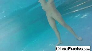olivia has some summer fun in the pool