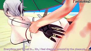 Arlecchino fucks in bikini on beach, Genshin Impact fantasy part 2