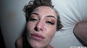 School desk turns into a wild spot for rough throatpie action. Everyone watched in shock.