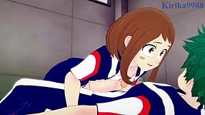 Ochako and Izuku intense creampie sex.