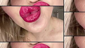 secret lips obsession unfolds with goddess in lingerie huge lipstick bra glasses and tongue fetish