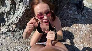 Does this hot brunette dare to fuck a stranger on the public beach?