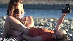 Latina dominates him with strapon in forest setting