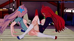 Kanade Am and Maria Cadenzavna in Intense Lesbian Play from Symphogear Hentai