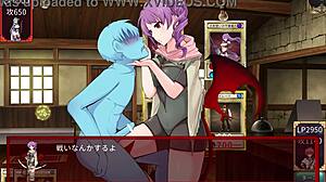 Bold Succubus Duel in Test Tube Hentai Game.