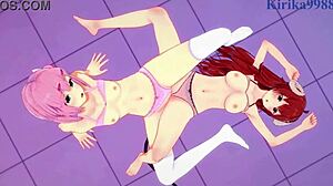 Shamiko Yuko Yoshida and Momo Chiyoda explore big tits in 3D cartoon hentai lesbian anime play.