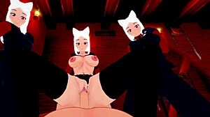 Cerberus triple demon and Judgement high prosecutor in creampie outfit ripped hentai anime sex! 🔥😈