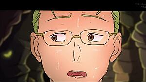 Frieren gets stuck in chest during parody adventure with Heiter in cartoon hentai scene