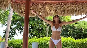 youtube show strip game beer pong with mini bikini beauty.