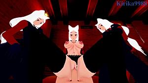 Cerberus triple demon and Judgement high prosecutor in creampie outfit ripped hentai anime sex! 🔥😈