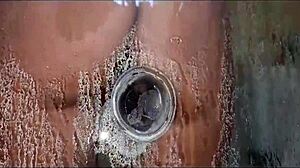 Stepsis with stepmom's dildo in shower, nearly banged her! 😳