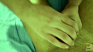 Mature wife gives relaxing handjob massage to husband's big cock