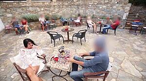 i pulled out his huge cock in the publik restaurant and jerked it off