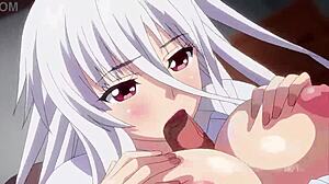 Hmv showcases blonde big tits hentai anime with sexy oral blowjob and facial cumshot on boobs