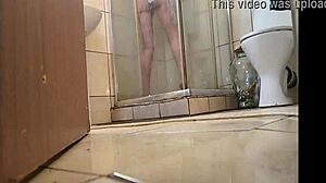 Stepsis with stepmom's dildo in shower, nearly banged her! 😳