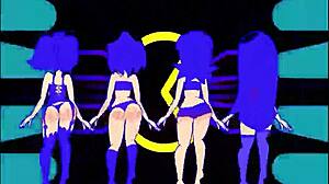 Oh gosh, those Pacman ghost girls are dancing in three phases, so fun and horny in this cartoon anime!