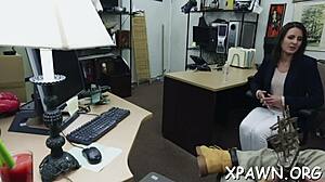 sexy harlot does not shy away from fucking bent over in shop with shy competition amateur prostitute contest doggystyle sex action unfolding wildly