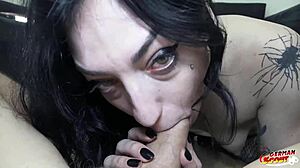 german scout - crazy skinny goth girl brisen loves rough fuck at casting with rimjob squirting deepthroat 😈🔥