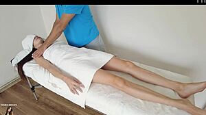 This pervert masseur rubs her down while husband waits outside.