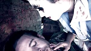 do you want brunette teasing with blowjob on big monster cock ending in facial cumshot kinky