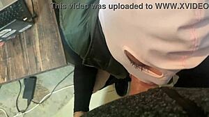 Wife in lingerie fucks husband's friend with dirty talk