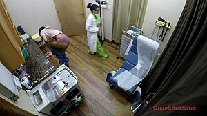 jackies banes gets caught on hidden camera during yearly gyno exam by nurse lilith rose