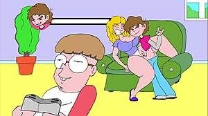 What’s happening on the couch with this erotic comic flashing scene?