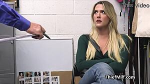 This hot milf got caught stealing cosmetics in the garage and faced punishment