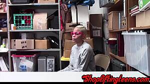 Man, kinky black teen rides cock while bound after shoplifting