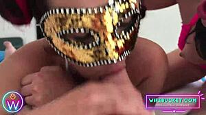 Hottie and Bestie Share Cock in Double Blowjob