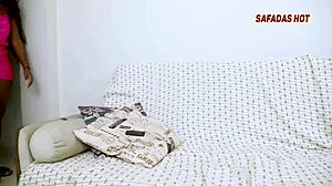 Fucking the hot Brazilian teen neighbor in lingerie.