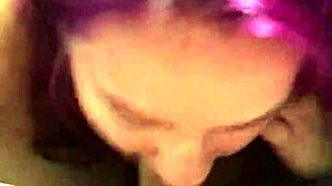 Purple Haired BBW Sucks Massive Cock Until Mouthful of Cum