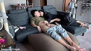 Japanese college coed squirts endlessly from fingering, convulsing in orgasmic madness with big tits.