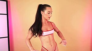 Oh man, check out this hot pink bikini yoga session with HannahJames710 stretching and working out in a sexy way. It's all about that bikini vibe during yoga and fitness routines.