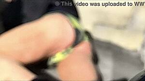 skinny girl stretching and stripping in snow