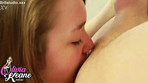 Young british brunette intensely swallows monster cock and rims lucky guy.