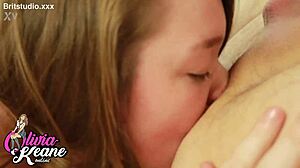 Young british brunette intensely swallows monster cock and rims lucky guy.