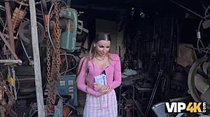 Will the debtor in leather lingerie get a good fuck in the backyard?